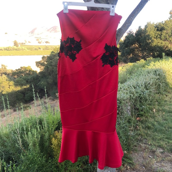 Red Strapless Dress - Picture 2 of 8